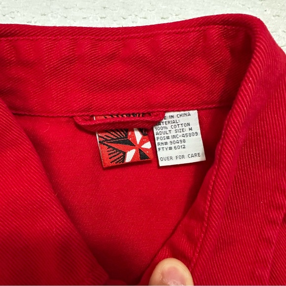 Vintage Marlboro Red Star Red Cotton Pearl Button Long Sleeve Shirt Size Medium - Picture 4 of 5
